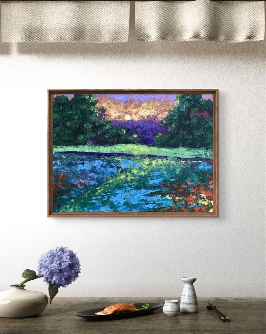 Oil painting Sunset behind the trees V. Zadorozhnya - 2