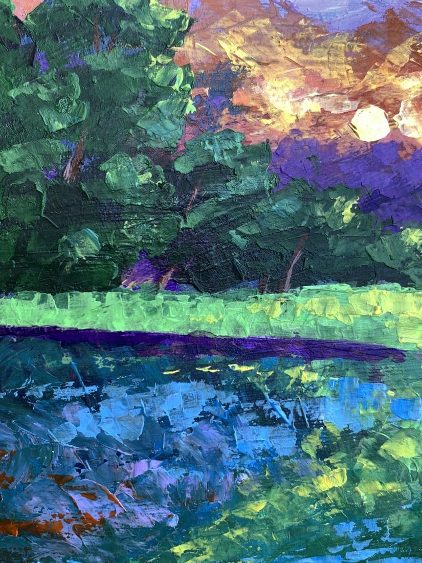 Oil painting Sunset behind the trees V. Zadorozhnya - 4