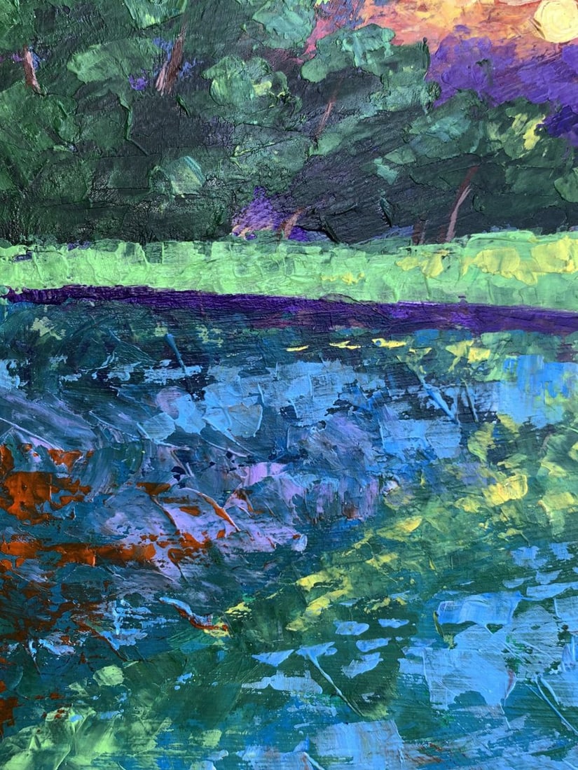 Oil painting Sunset behind the trees V. Zadorozhnya - 5