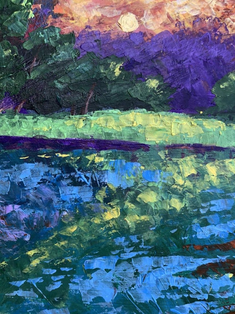 Oil painting Sunset behind the trees V. Zadorozhnya - 6