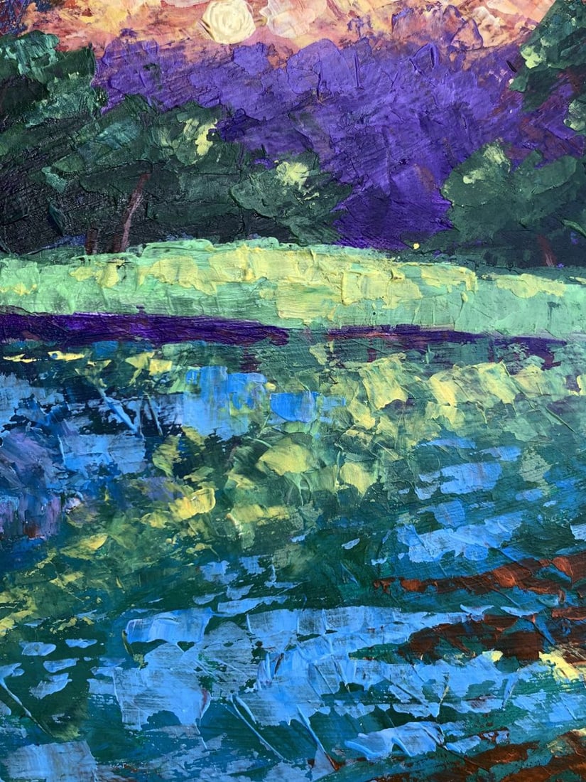 Oil painting Sunset behind the trees V. Zadorozhnya - 7