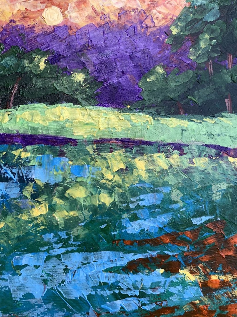 Oil painting Sunset behind the trees V. Zadorozhnya - 8