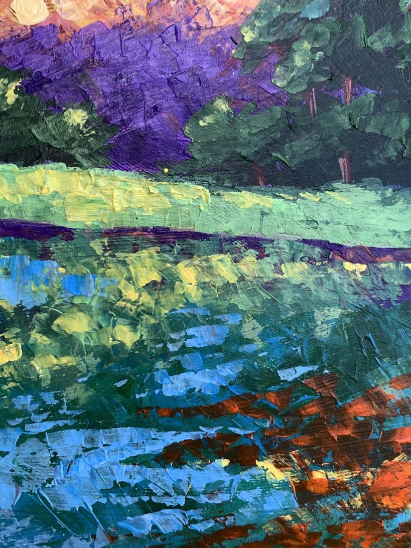 Oil painting Sunset behind the trees V. Zadorozhnya - 9