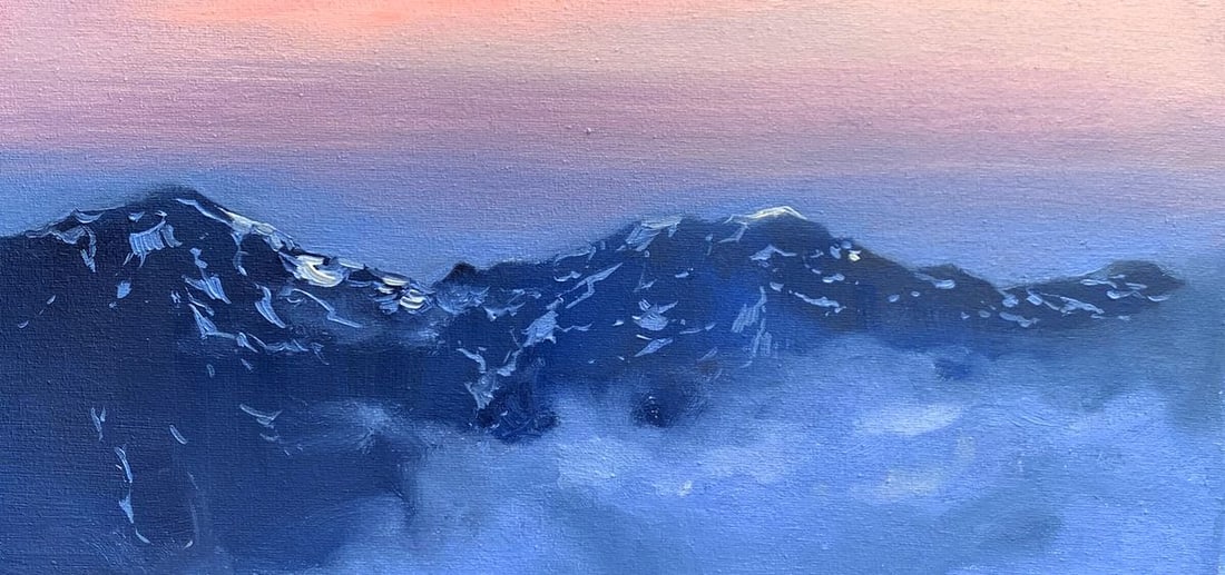 Oil painting Snowy mountains Tatyana Derdey: Title: Oil painting Snowy mountains Tatyana Derdey Description: №AAA3317 "Snowy Mountains" is a breathtaking Oil painting that captures the serene beauty and majesty of snow-covered peaks at