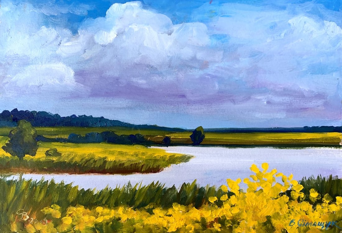 Oil painting Summer field Valentina Simashchuk: Title: Oil painting Summer field Valentina Simashchuk Description: №AAA3445 The oil painting titled "Summer Field" captures the peaceful and vibrant beauty of a countryside landscape during a