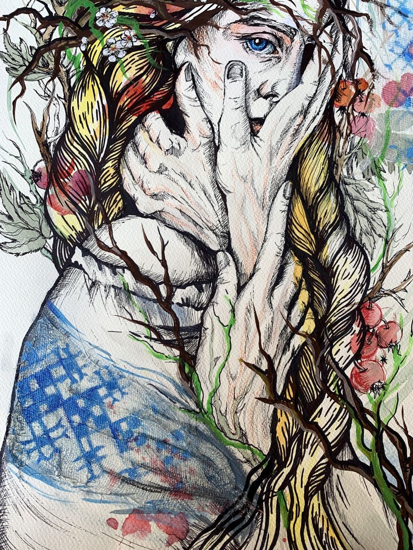 Watercolor painting Suffering Olga Ponomaryva - 8