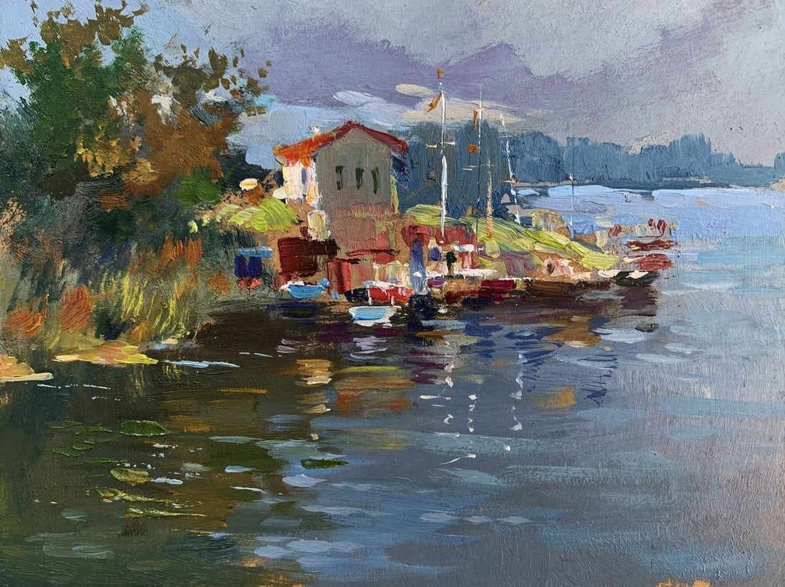 Oil painting Port for boats and yachts Yuriy Suprunchuk (1 of 12)