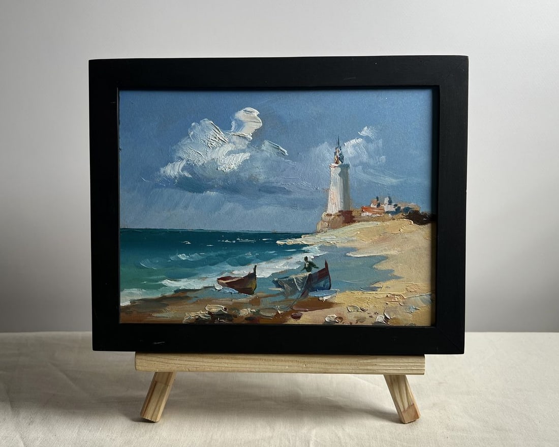 Oil painting Boats at the lighthouse Yuriy Suprunchuk (1 of 8)