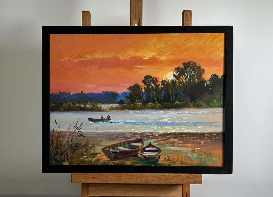 Oil painting Mesmerizing Crimson Sunset Yuriy Suprunchuk (1 of 10)