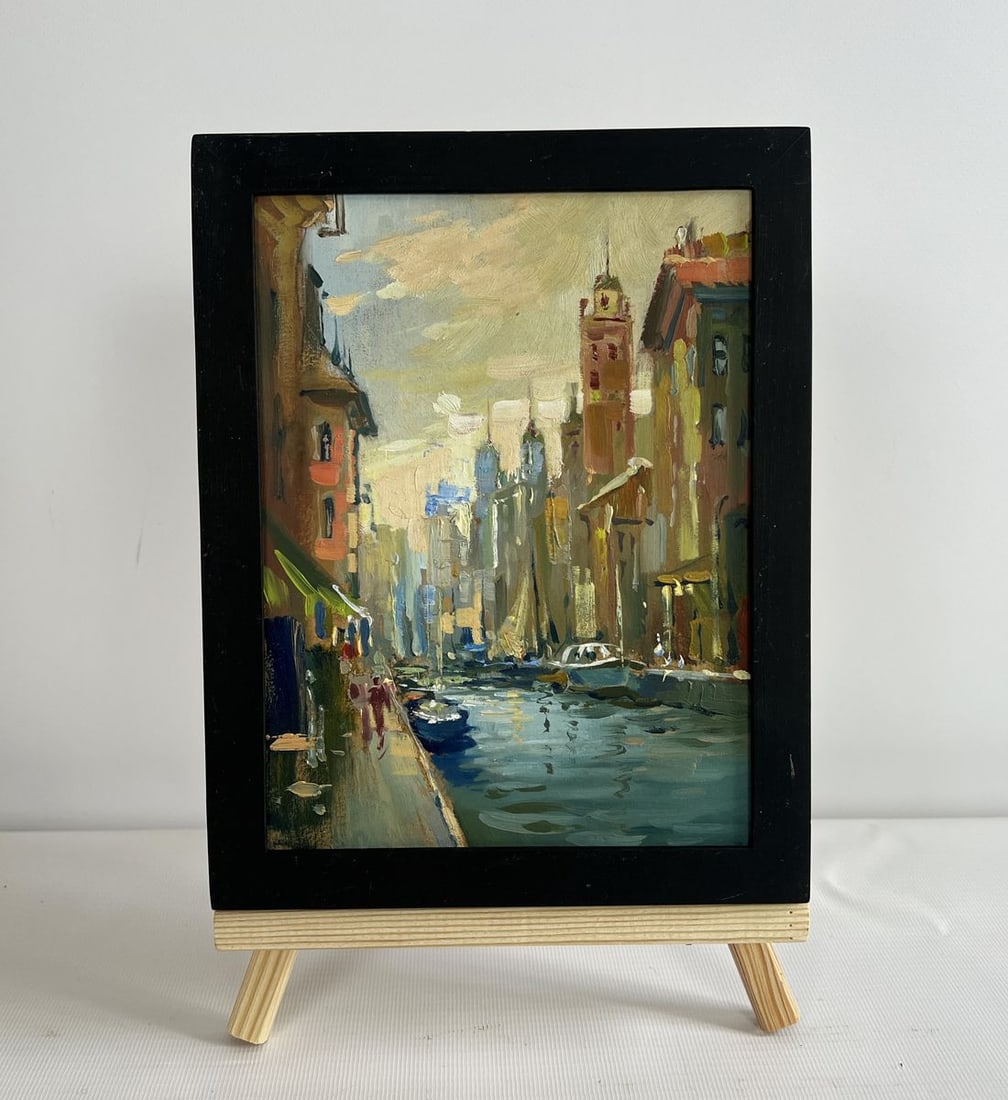 Oil painting Reflection of Venice Yuriy Suprunchuk: Title: Oil painting Reflection of Venice Yuriy Suprunchuk Description: №AAA4291 The painting "Reflection of Venice" captures the essence of the historic Italian city with its narrow canals, towe