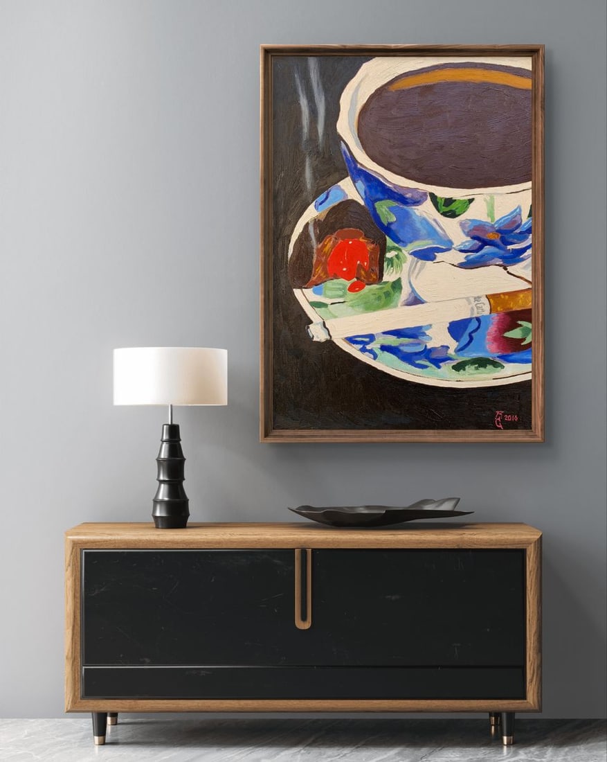 Oil painting Tea and cigarette Oleksandr Gukalov - 3