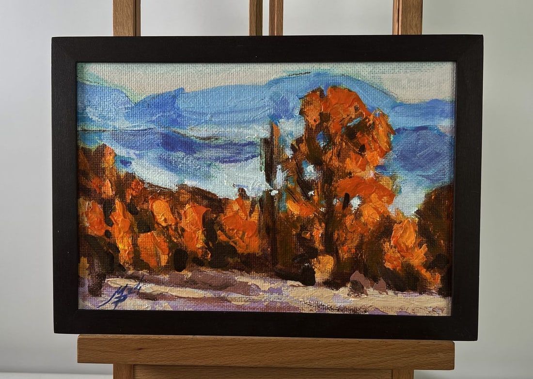 Acrylic painting Colors of the autumn forest Mykhailo Patskan: Title: Acrylic painting Colors of the autumn forest Mykhailo Patskan Description: №AAA4934 The acrylic painting on cardboard titled "Colors of the Autumn Forest" is a vivid tribute to the