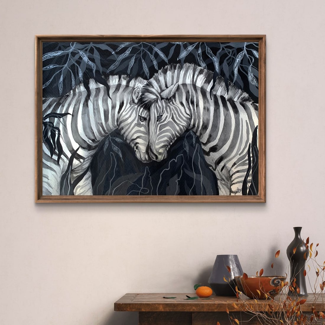 Watercolor painting Meeting of two zebras Olga Ponomaryva - 3