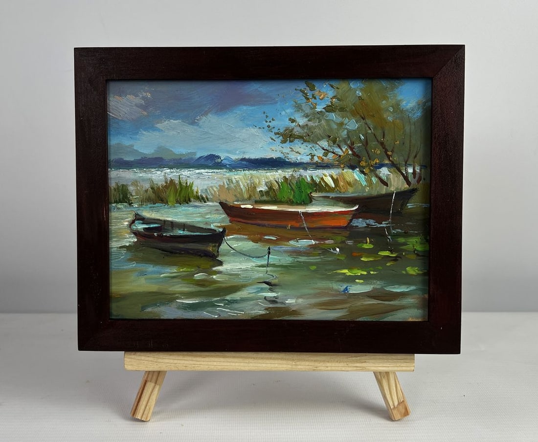 Oil painting Boats moored on the shore Yuriy Suprunchuk (1 of 8)