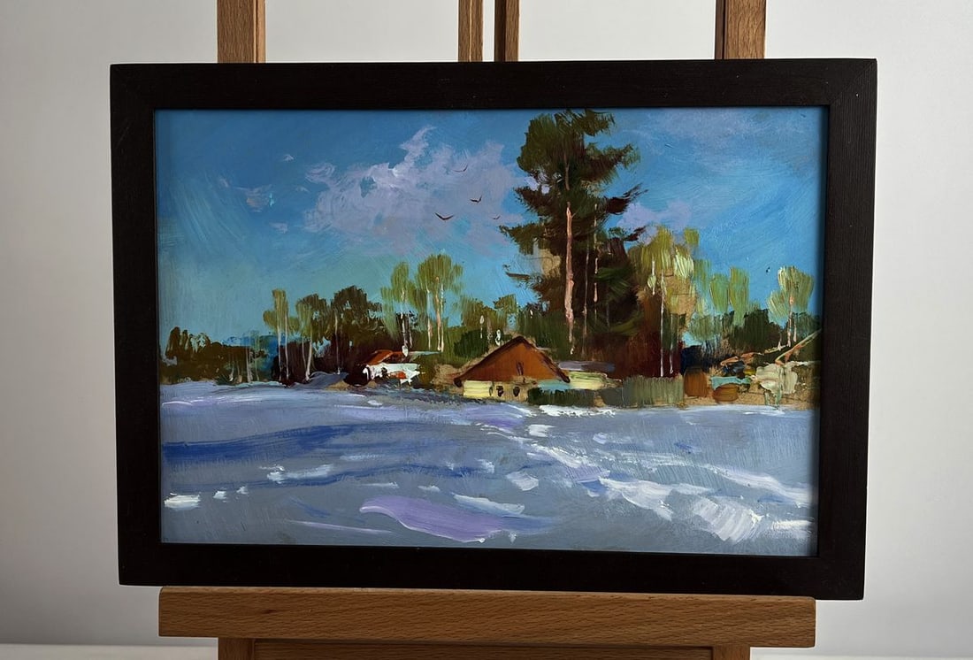 Oil painting Winter calm in the village Yuriy Suprunchuk (1 of 10)