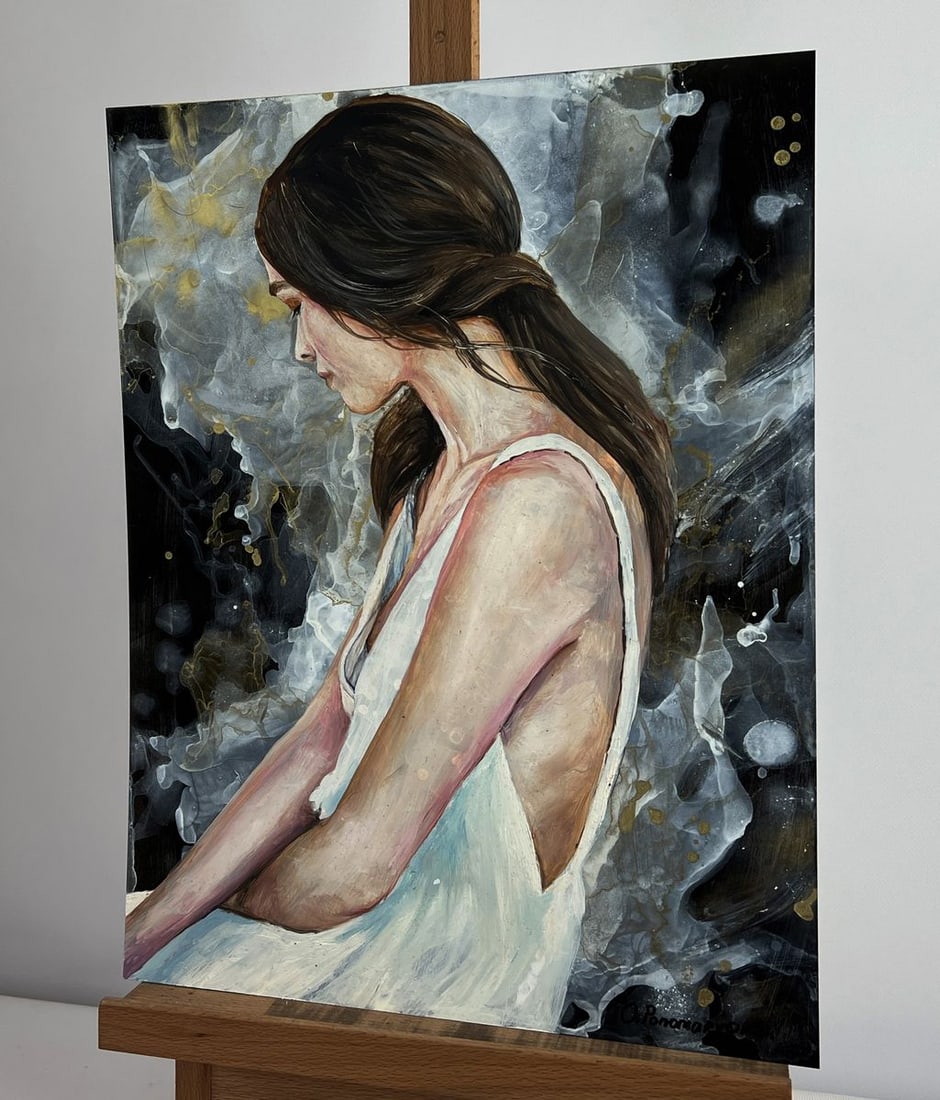 Oil painting Girl in a white dress Olga Ponomaryova - 2