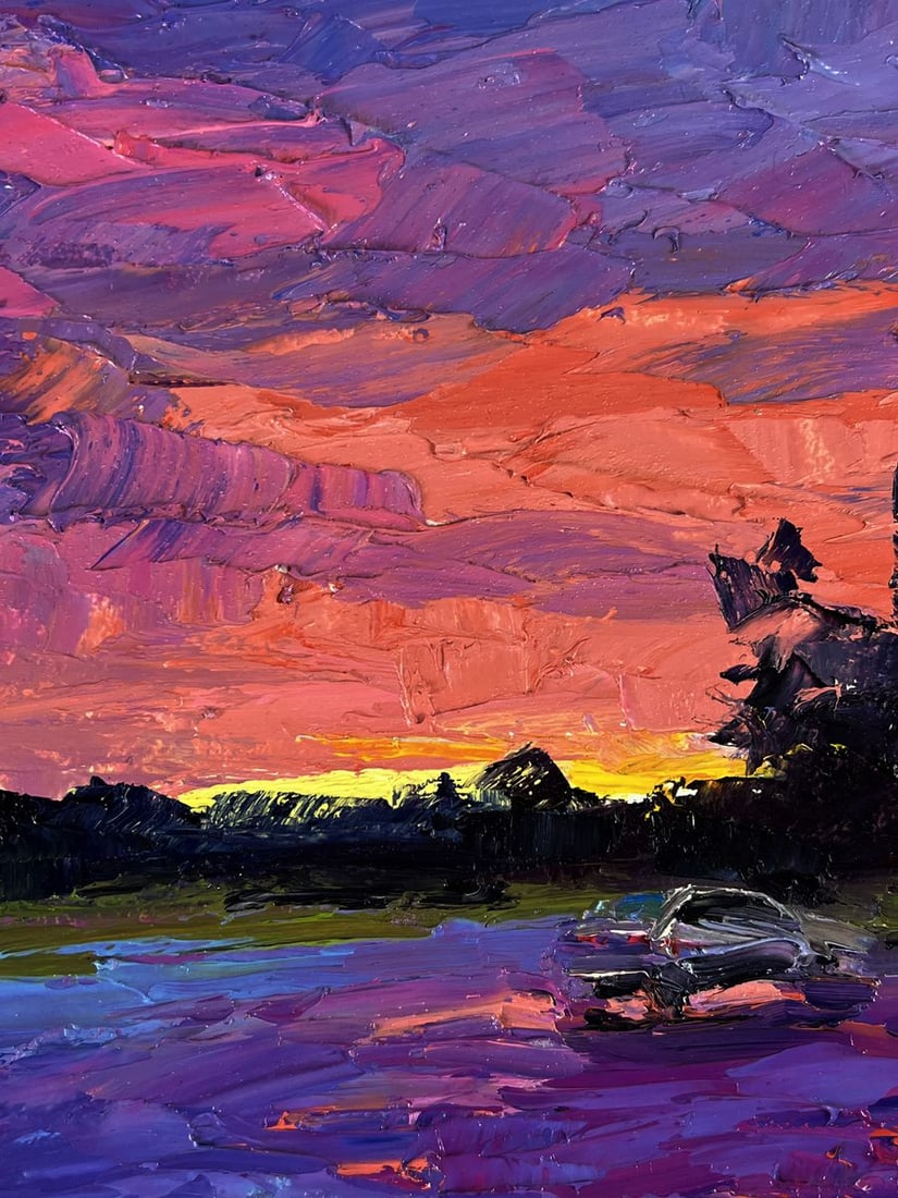 Oil painting A romantic sunset outside the city Boris Serdyuk - 4