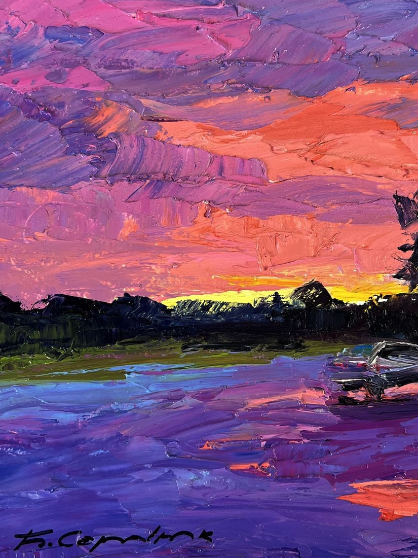 Oil painting A romantic sunset outside the city Boris Serdyuk - 5