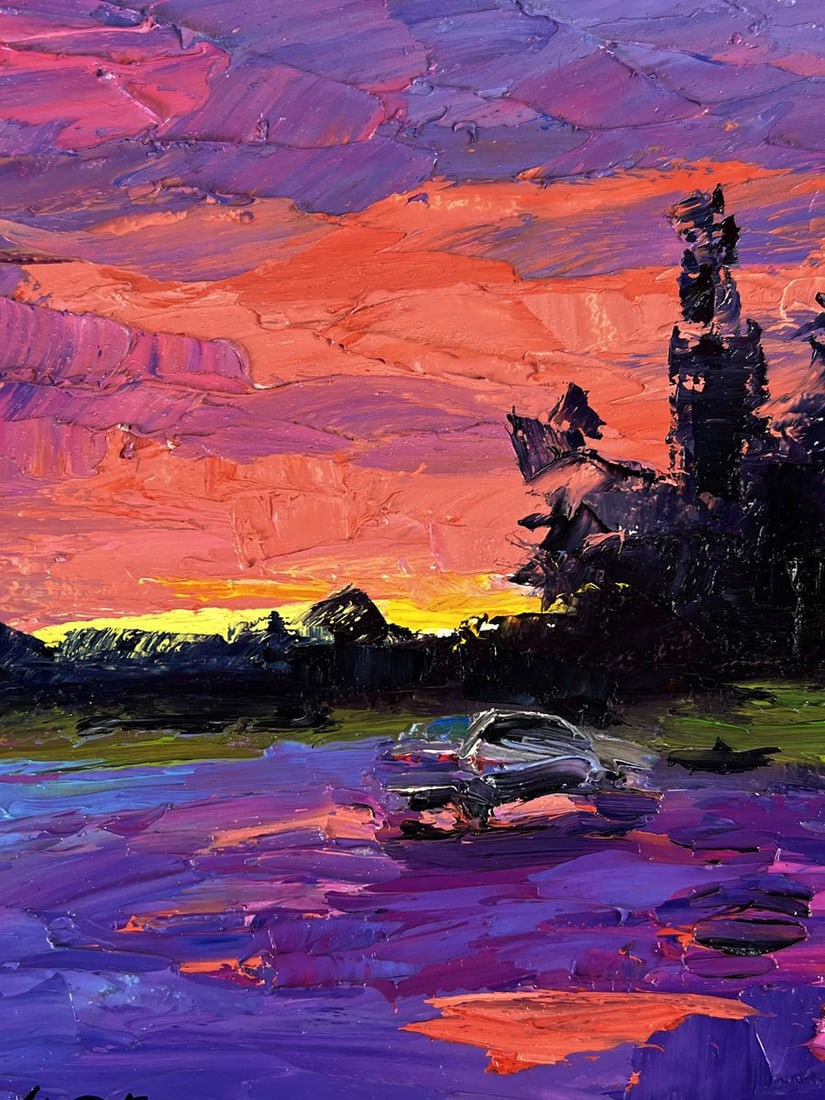 Oil painting A romantic sunset outside the city Boris Serdyuk - 6