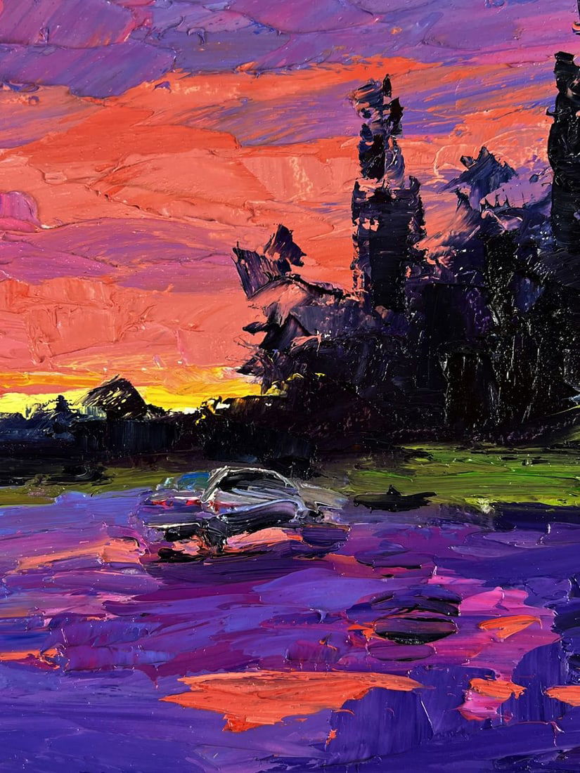 Oil painting A romantic sunset outside the city Boris Serdyuk - 7