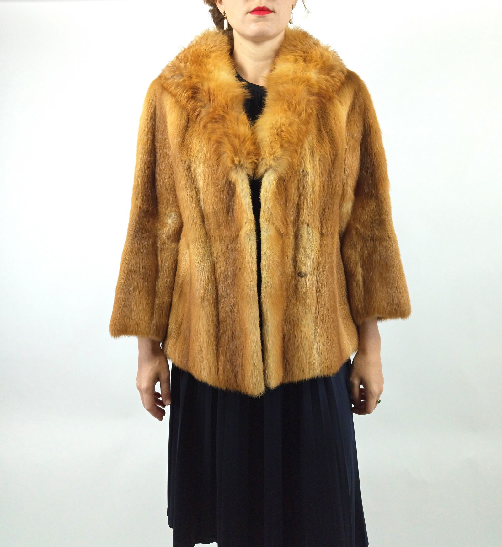 GOLDEN MINK RED FOX FUR JACKET EU: L ; US: 16 - 4