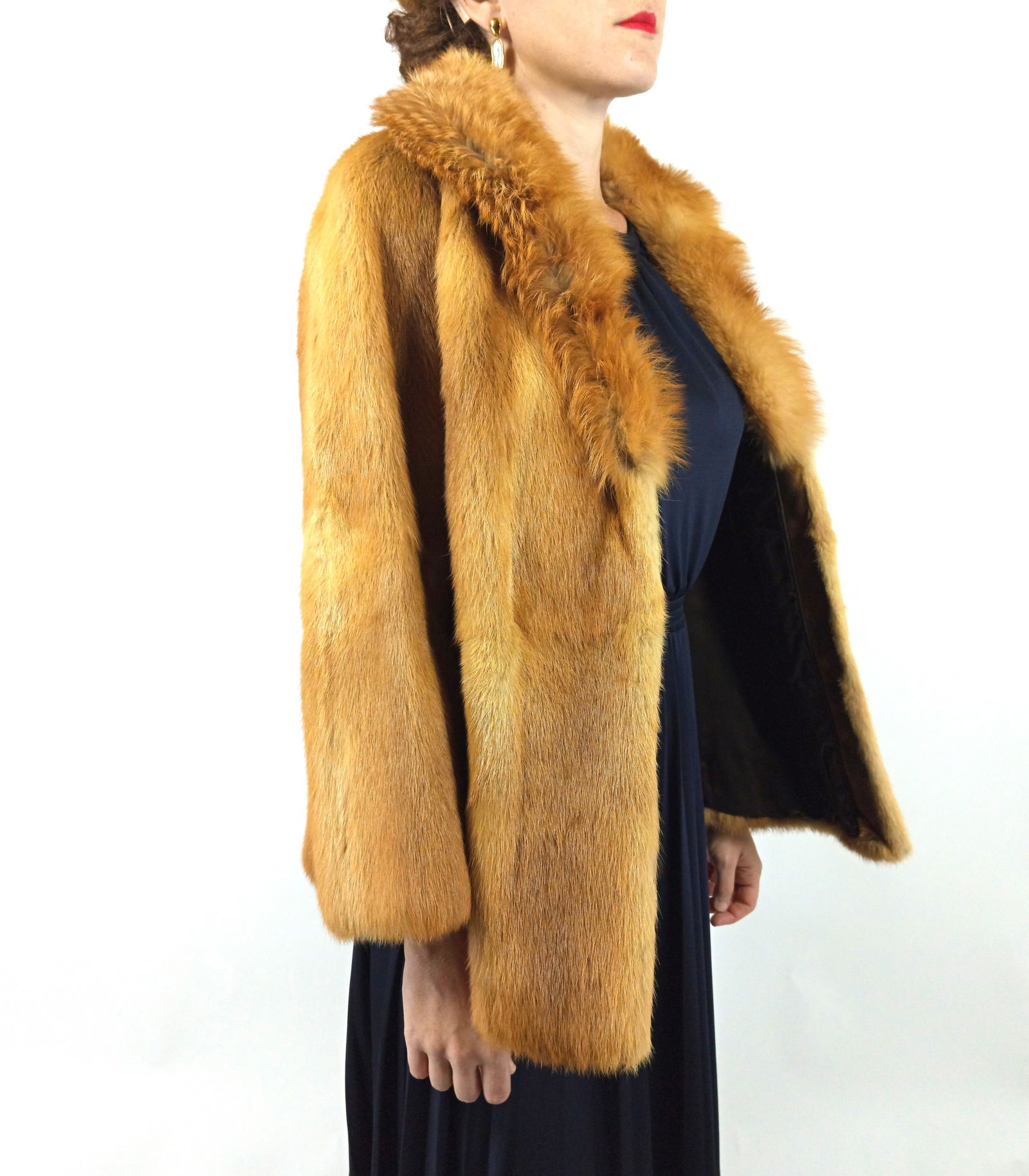 GOLDEN MINK RED FOX FUR JACKET EU: L ; US: 16 - 7