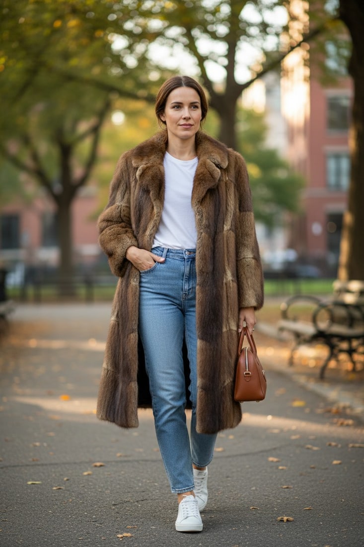 LONG MUSKRAT FUR COAT EU: XL ; US: 18: Title: LONG MUSKRAT FUR COAT EU: XL ; US: 18 Description: Approximate size- EU: XL; US: 18 : Important details: Length: 110cm/43.31in -Shoulders width:45cm/17.72in -Sleeve Length:60cm/23.62in -Bust si