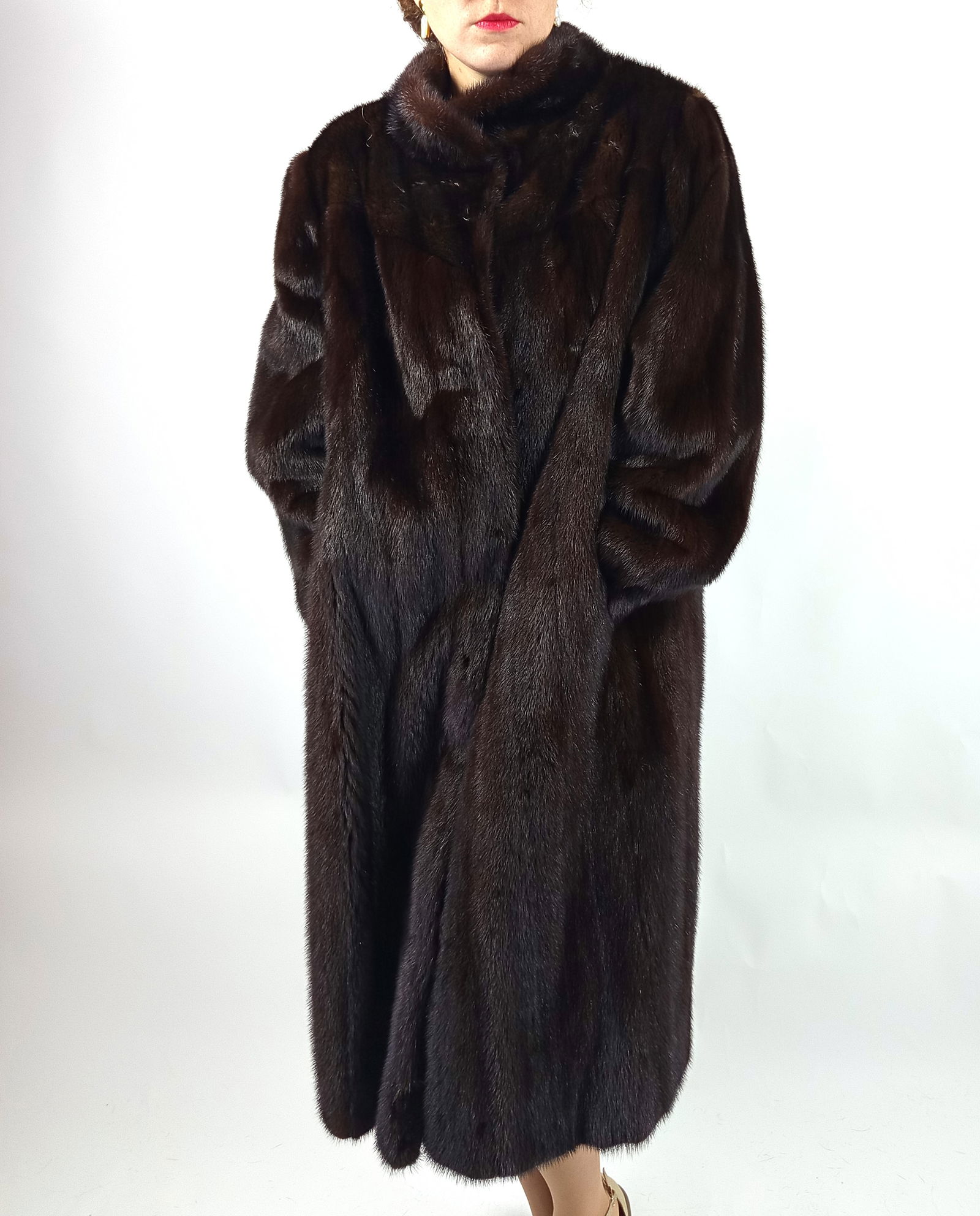 BROWN MINK FUR COAT EU: XXL ; US: 24 - 11