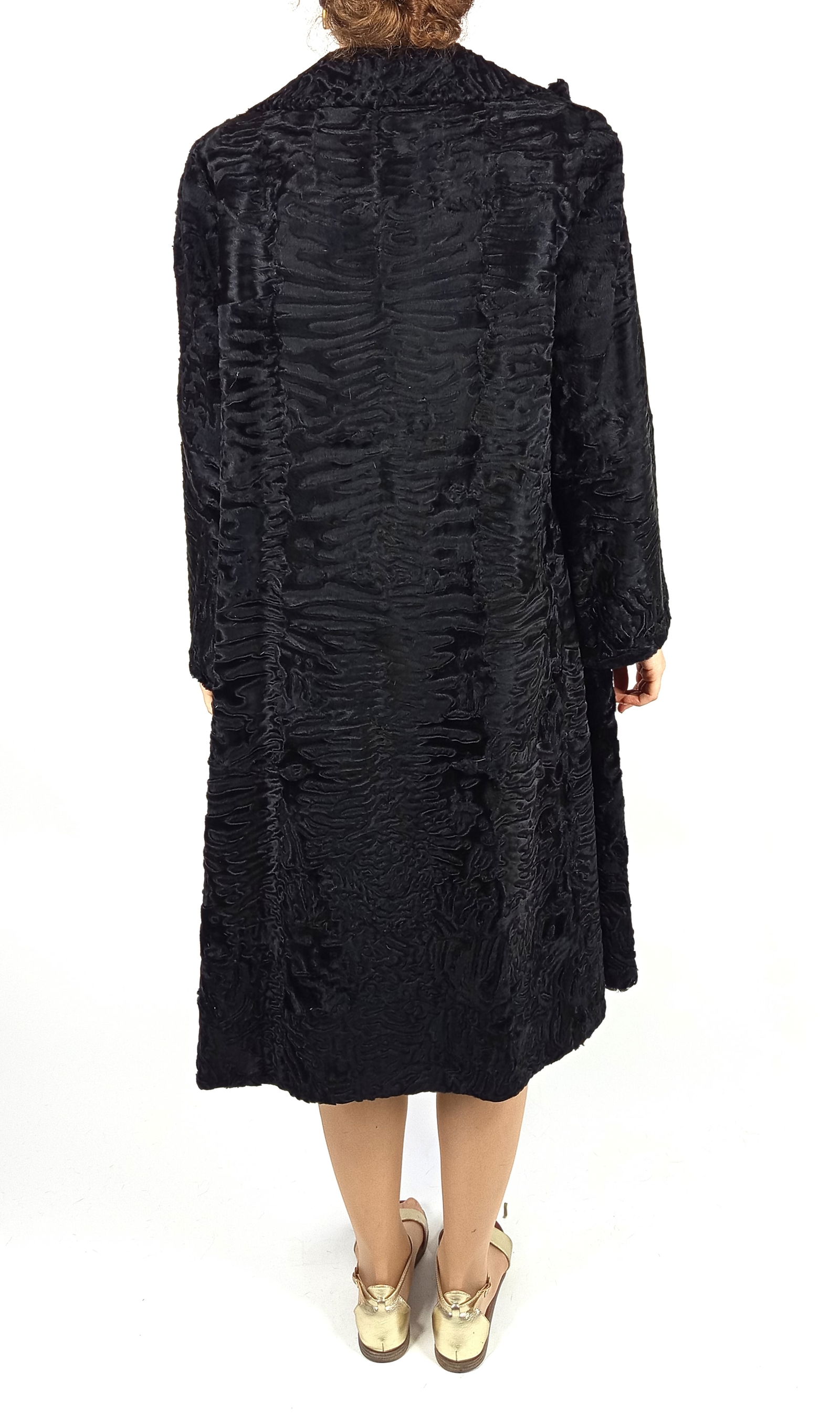BLACK PERSIAN LAMB FUR COAT EU: XL ; US: 18 - 3