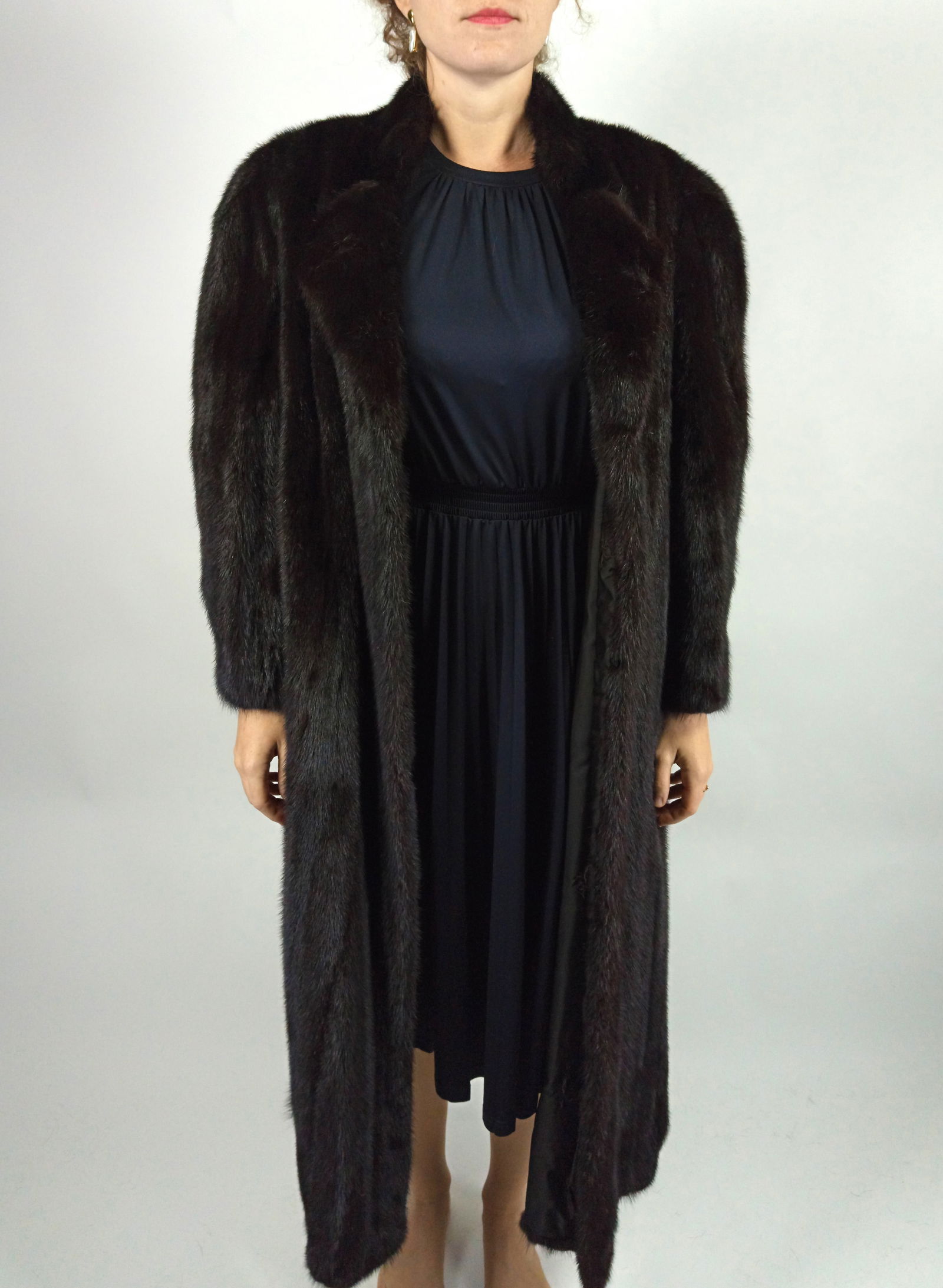 LONG MAHOGANY MINK FUR COAT EU: XL ; US: 18 - 4