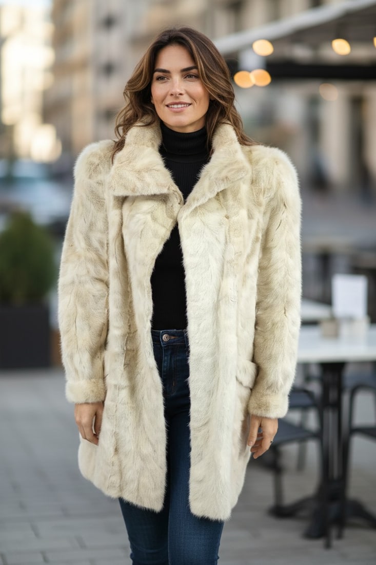 WHITE MINK FUR COAT EU: XL ; US: 20: Title: WHITE MINK FUR COAT EU: XL ; US: 20 Description: Approximate size- EU: XL; US: 20 : Important details: Length: 95cm/37.4in -Shoulders width:55cm/21.65in -Sleeve Length:65cm/25.59in -Bust size