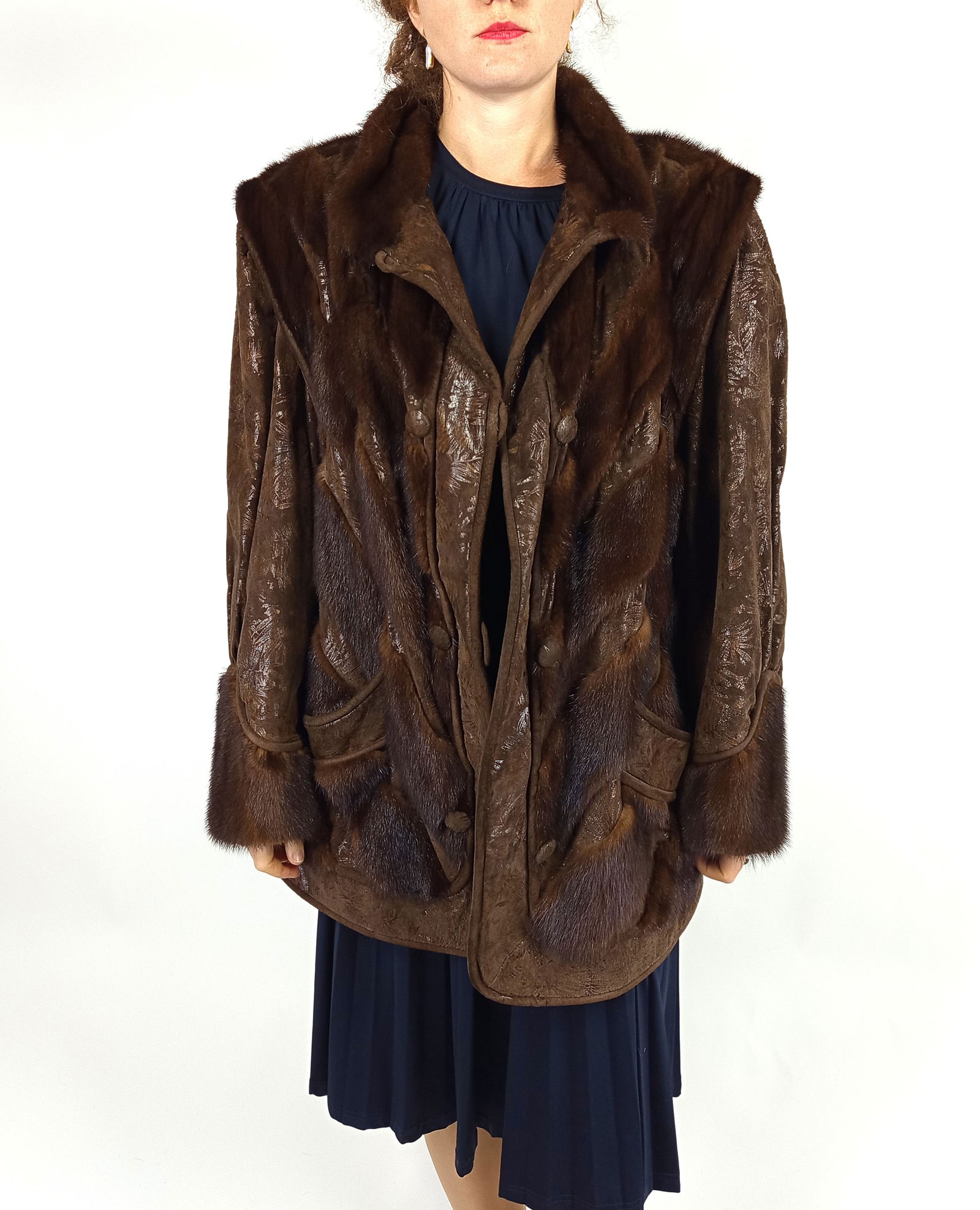 BROWN MINK JACKET EU: XXL ; US: 22 - 8