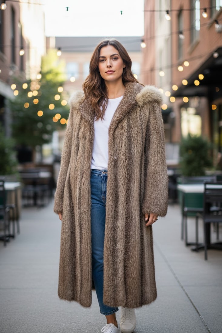 NUTRIA FUR COAT EU: XL ; US: 20 (1 of 11)