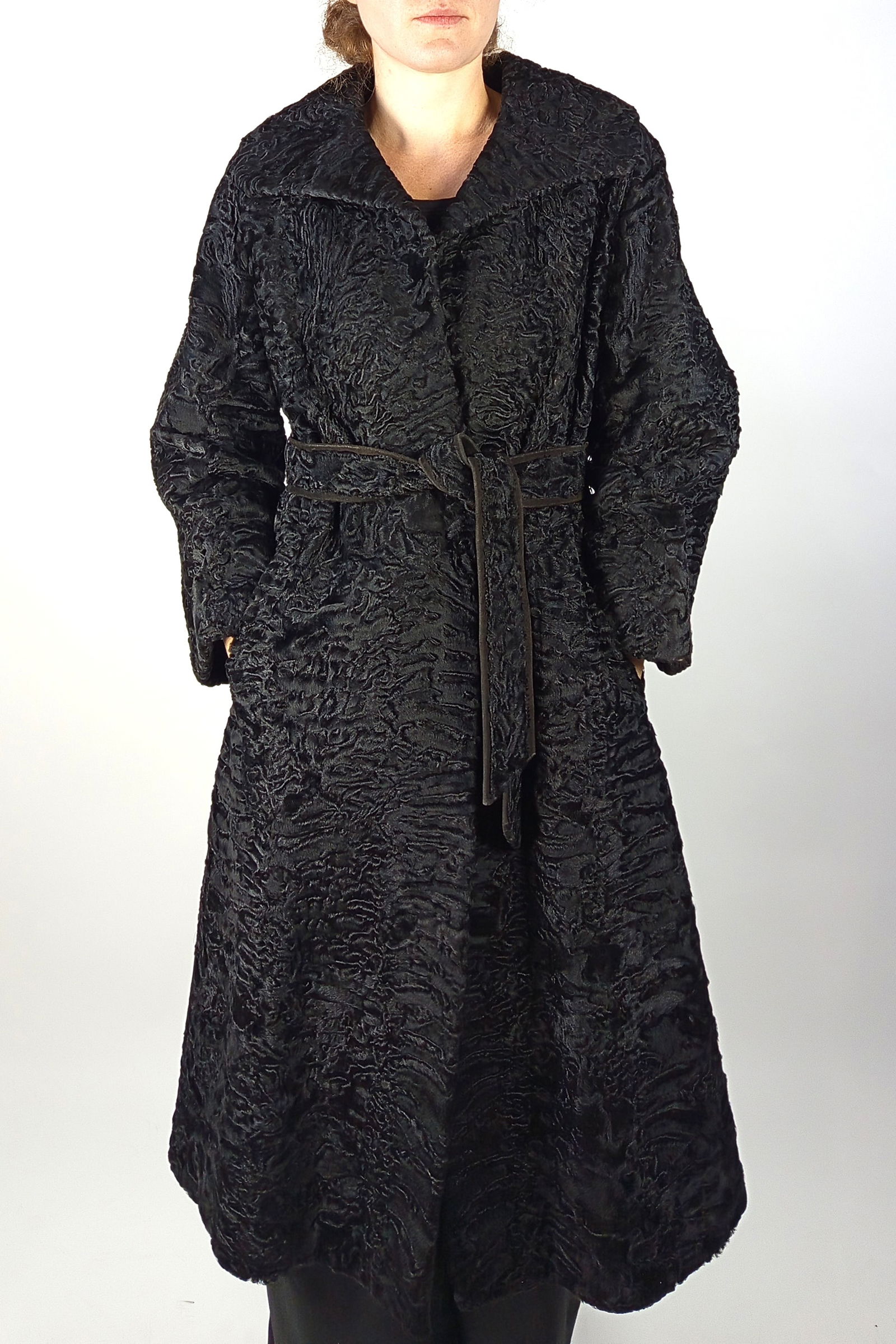BLACK KARABUL FUR COAT EU: M - US:14 - 10