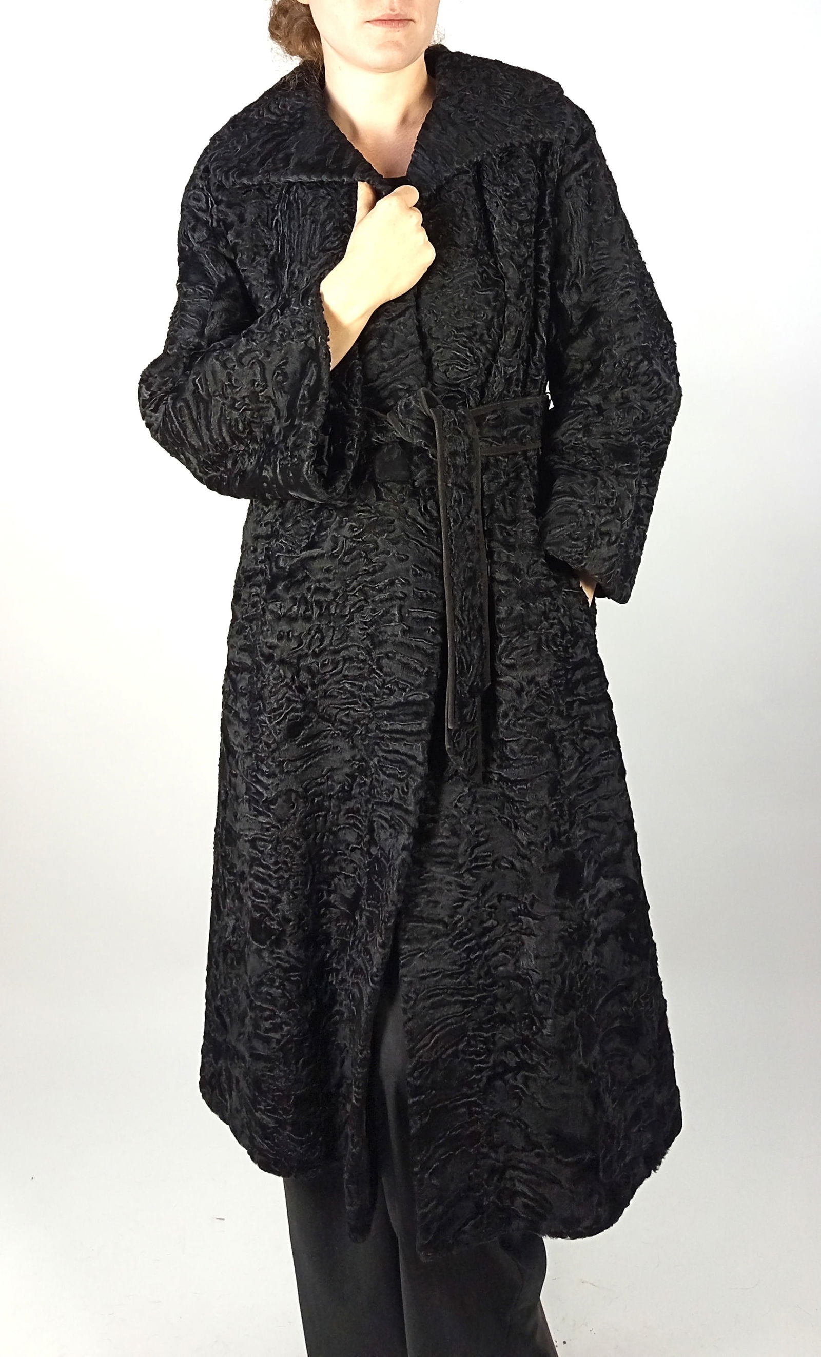 BLACK KARABUL FUR COAT EU: M - US:14 - 2