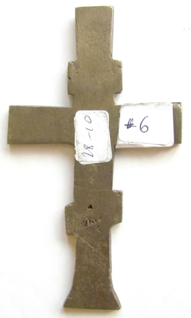RUSSIAN ORTHODOX BRONZE ICON CROSS antique 19th CENTURY RARE - 3