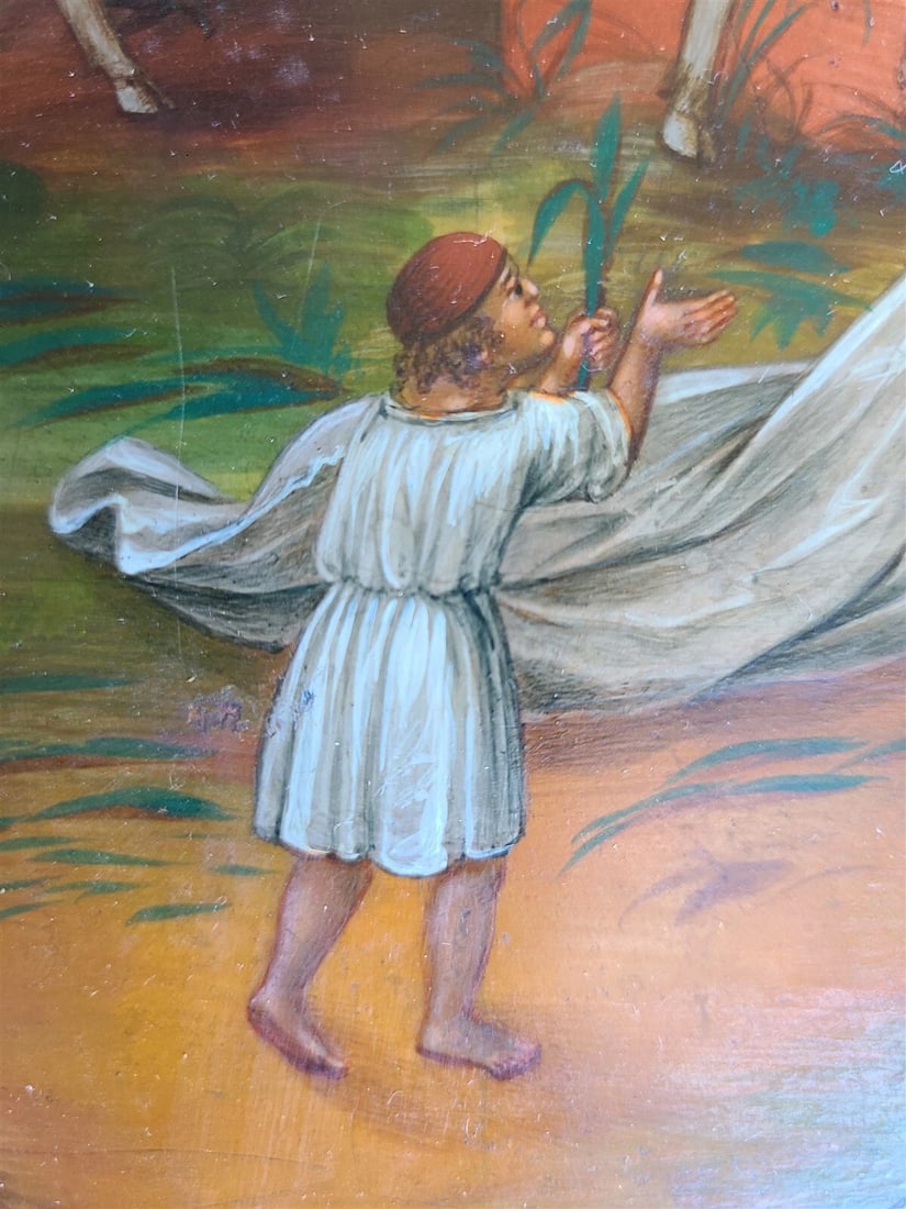 RUSSIAN ICON ENTRANCE of JESUS INTO JERUSALEM antique 19th century HAND PAINTED - 6