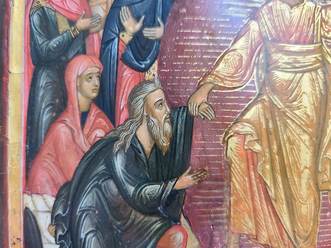 19th CENTURY RUSSIAN ICON of RESURRECTION of JESUS antique - 6