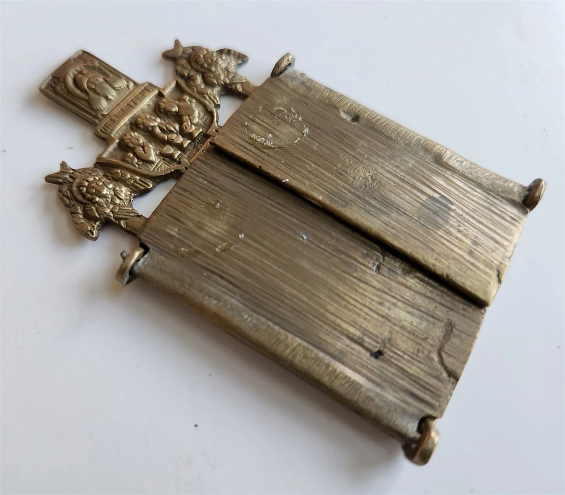 RUSSIAN BRONZE TRAVELER'S ICON TRYPTICH of ST. Paraskeva antique 19 century - 4