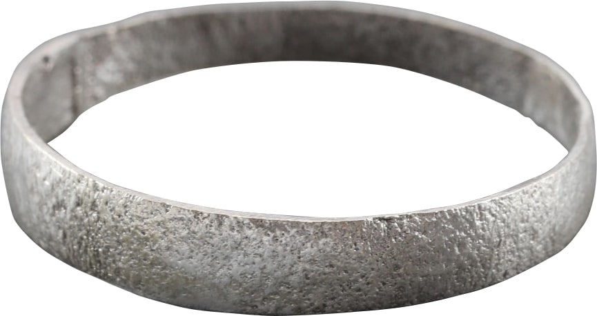 RARE VIKING BEARD RING, 10th-11th CENTURY AD: Round, with a rounded face 0.77” inside diameter and 0.81” outside. The use of beard rings by Vikings is well documented though very few genuine examples survive. Professionally refurbishe