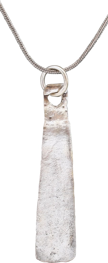 VIKING SORCERESS’S AMULET, 10TH-11TH CENTURY AD: Over 1 ¾’ (1.81”) height. Silvered bronze, shaped as a stylized duck's foot. A burial at Viden, Denmark contained the body of a woman of wealth and status buried with henbane seeds, w