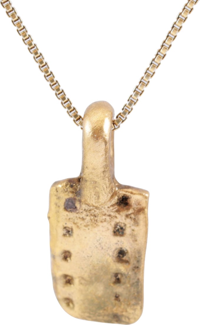 RARE VIKING WARRIOR’S BRACELET PENDANT NECKLACE: 10th-11th century AD. Vikings were highly skilled metallurgists, and as a result, breaking metal had supernatural significance for them. Breaking ringjarn (iron rings) as shown on the Larbro Stone in