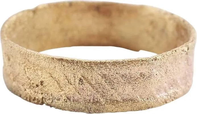 RARE VIKING DECORATED WEDDING RING 10th C.AD, SZ 9 1/2: 10th Century AD. Silvered bronze, wearable size 9 1/2. Broadband, 5.6mm, with a flat face. The edges are raised and the center with a broad lattice band. The lattice motif was used by Vikings for