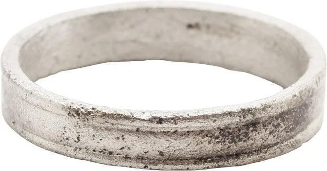 VIKING WOMAN'S WEDDING RING, 10TH-11TH C.AD, SZ 4 3/4: 10th-11th Century AD. The band with a rounded face and flanked by raised edges, resulting in a double-banded effect. 3.4mm in width. The surface is lightly textured from burial. Professionally refurbi