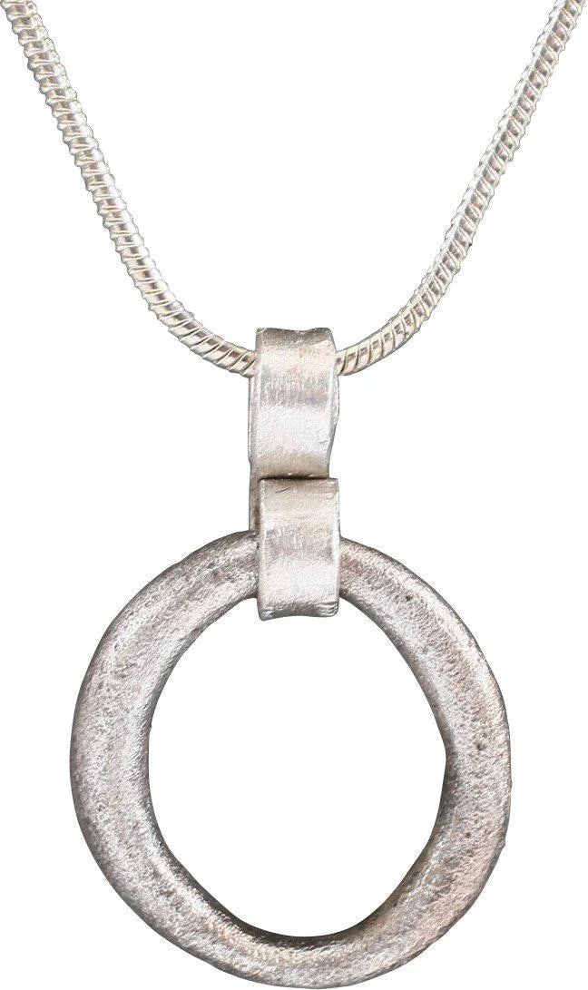 CELTIC PROSPERITY RING NECKLACE 400-100 BC: Before the Roman invasion of the British Isles, rings of bronze, silver, and gold were used as a means of exchange, particularly in Ireland. Most exchanges of goods and property were conducted by bart