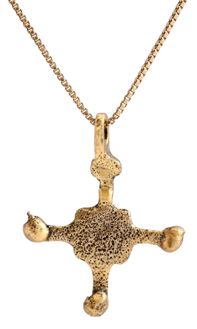 RARE MEDIEVAL CHRISTIAN CROSS NECKLACE C.800-1000 AD - 2