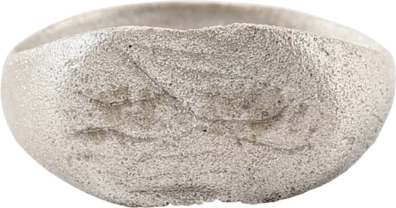 VIKING/SCANDINAVIAN MAN'S RING C.900-1400 AD, SIZE 9 1/4: C.900-1400 AD. Size 9 1/4 with low rounded face tapered band 2.4 mm, flaring to the shoulders. Oval bezel with " spread eagle" figure. A Scandinavian ring of the Viking period was made and used after