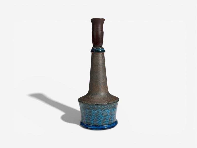 Nils Kähler, Small Table Lamp, Brown Stoneware, Denmark, 1950s - 4