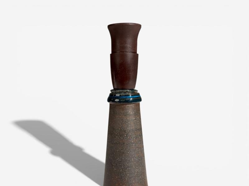 Nils Kähler, Small Table Lamp, Brown Stoneware, Denmark, 1950s - 6