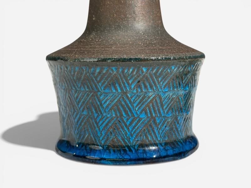 Nils Kähler, Small Table Lamp, Brown Stoneware, Denmark, 1950s - 7